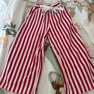Elizabeth and Faith Red and White Striped Pants 2/3 toddler Wide Leg